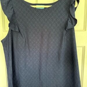 CeCe brand Navy Eyelet Women's Top